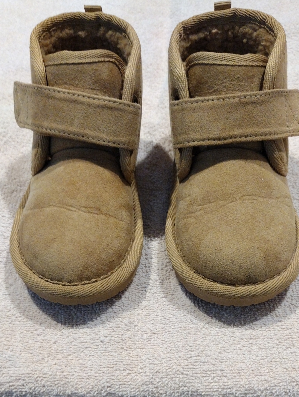 Kids Brown Cozy Suede Boot with Velcro Strap